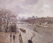 Camille Pissarro The Louvre,morning,rainy weather Spain oil painting artist
